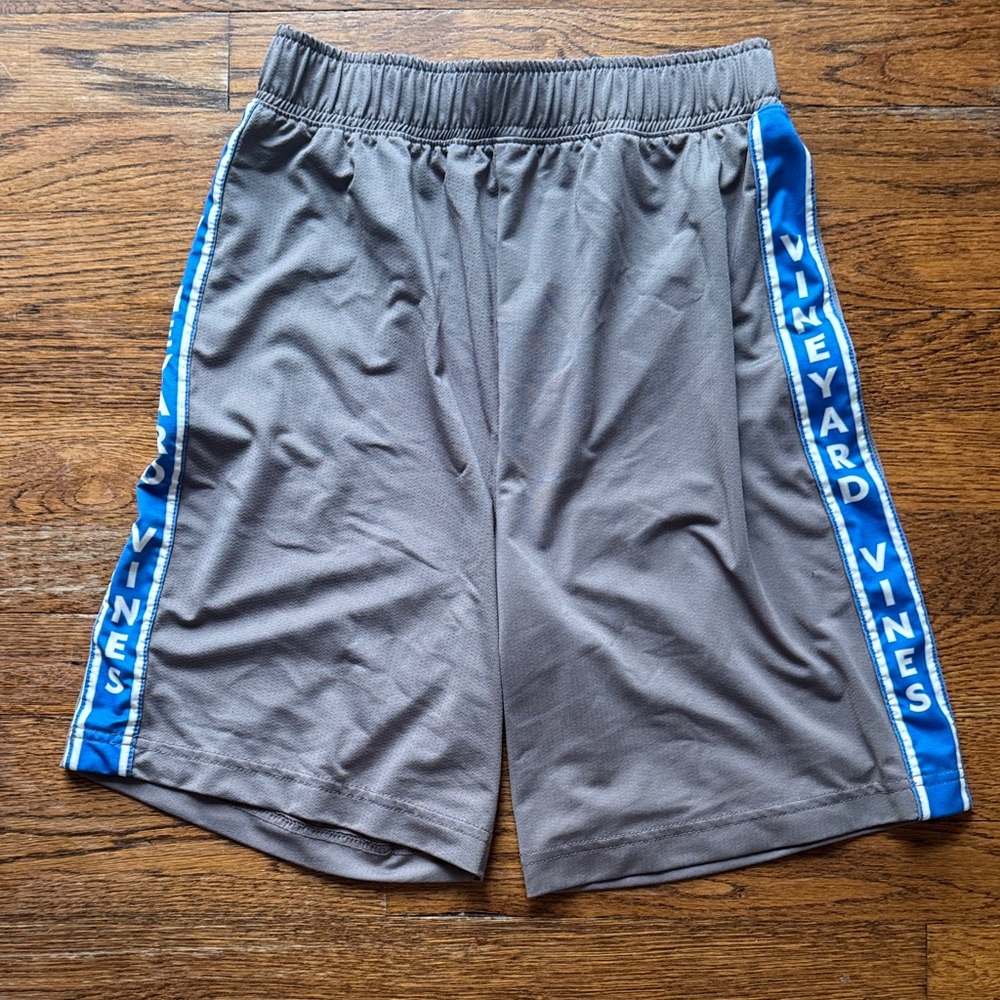 Vineyard Vines Athletic Gray Shorts with Blue Trim